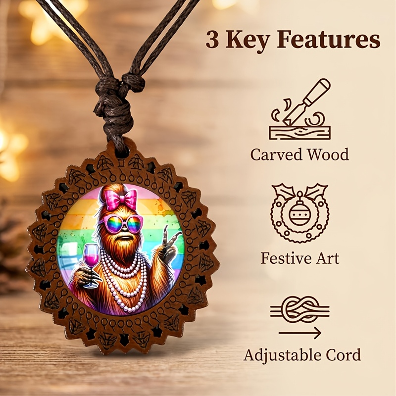 Colorful Fashion Shadow Wooden Necklace, Gift Idea